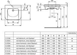 Ideal Standard Contour 21 Umývadlo pre telesne postihnutých 60 x 17,5 x 55,5 cm, biele E512301 - galéria #1