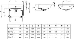 Ideal Standard Contour 21 Umývadlo 50 cm, bez prepadu, 1 otvor na batériu S241201 - galéria #1