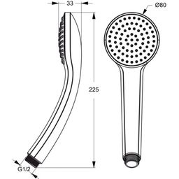 Ideal Standard Idealrain Ručná sprcha S1 80 mm, 1 prúd, chróm B9400AA - galéria #1