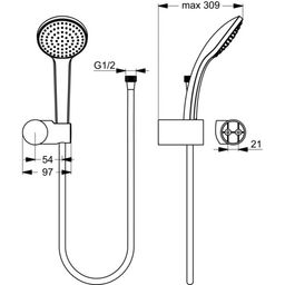 Ideal Standard Idealrain Ručná sprcha M3, 3 trysky B9452AA - galéria #1