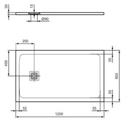Ideal Standard UltraFlat S+ Sprchová vanička obdĺžniková 120x90x3cm, bez odpadu TE1090 - galéria #4