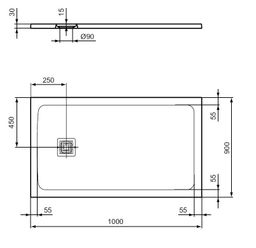 Ideal Standard UltraFlat S+ Sprchová vanička obdĺžniková 100x90x3cm, bez odpadu T5607FS - galéria #4