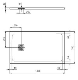 Ideal Standard UltraFlat S+ Sprchová vanička obdĺžniková 140x70x3cm, bez odpadu T5613FR - galéria #4