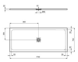 Ideal Standard UltraFlat S+ Sprchová vanička obdĺžniková 170x70x3cm, bez odpadu T5614FR - galéria #4