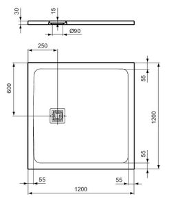 Ideal Standard UltraFlat S+ Sprchová vanička štvorcová 120x120x3cm, bez odpadu T5615FS - galéria #4