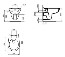 Ideal Standard Eurovit Závesné WC, bez okrajov K284401 - galéria #1