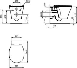 Ideal Standard Connect Air Závesné WC Aquablade 36x54x34 cm, Ideal Plus biela E0054MA - galéria #1