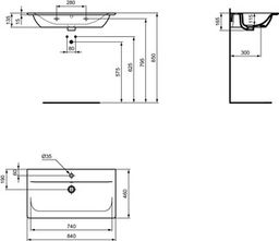 Ideal Standard Connect Air Umývadlo 84x46x16,5 cm, s Ideal Plus biela E0279MA - galéria #1