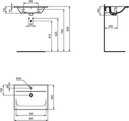 Ideal Standard Connect Air Umývadlo 64x46x16,5 cm, Ideal Plus biela E0289MA - galéria #1