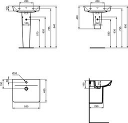 Ideal Standard Connect Air Washminin Cube 55x46x16 cm, Ideal Plus, biela E0299MA - galéria #1