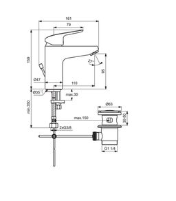 Ideal Standard CeraFlex Páková umývadlová batéria Grande s výtokom B1713AA - galéria #1