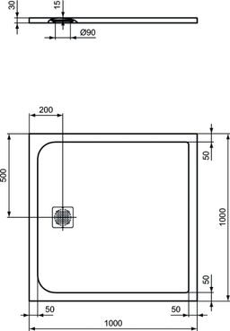 Ideal Standard Ultra Flat S Sprchová vanička 100x100 cm, čierna K8216FV - galéria #1