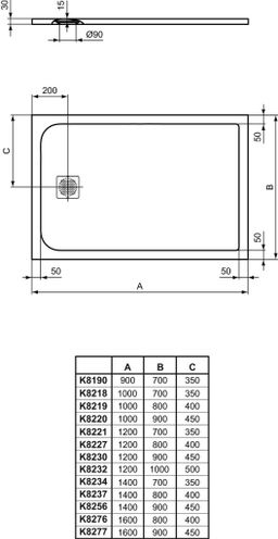 Ideal Standard UltraFlat S Sprchová vanička 120x90 cm, biela K8230FR - galéria #1