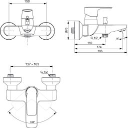 Ideal Standard Connect Air Nástenná vaňová batéria A7033AA - galéria #1