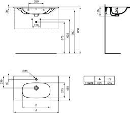 Ideal Standard Tesi Skříňka s umyvadem 80 cm, 1 zásuvka, bílá - galéria #3