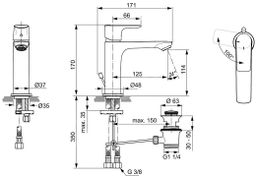Ideal Standard Connect Air Umývadlová batéria bluestart s odpadovou súpravou A7013AA - galéria #1
