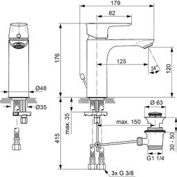 Ideal Standard Connect Air Nízkotlaková umývadlová batéria s výtokovou súpravou A7054AA - galéria #1
