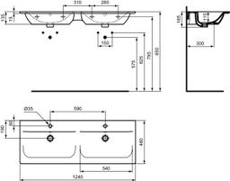 Ideal Standard Connect Nábytok Dvojdrez 124 cm E027301 - galéria #1