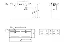 Ideal Standard Connect Air Dvojité umývadlo 124x46 cm, Ideal Plus biela E0273MA - galéria #1