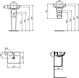 Ideal Standard Connect Air Polovičný stĺp 34x26x17 cm, biely E034501 - galéria #1