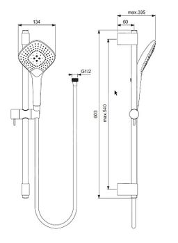 Ideal Standard Idealrain Evo Jet sprchová súprava Diamond, 600 mm tyč s ručnou sprchou B1762AA - galéria #1