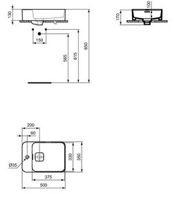 Ideal Standard Strada II Umývadlo na dosku 50x35 cm, asymetrické T296401 - galéria #1