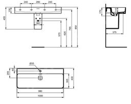 Ideal Standard Strada II Umývadlo 100 cm brúsený spodný okraj T364601 - galéria #1