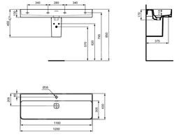 Ideal Standard Strada II Umývadlo 120 cm s brúseným spodným okrajom T364701 - galéria #1