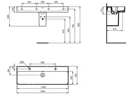 Ideal Standard Strada II Umývadlo 120 cm brúsený spodný okraj T364801 - galéria #1