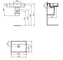 Ideal Standard Strada II Umývadlo 60 cm, brúsený spodný okraj T365001 - galéria #1