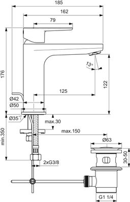 Ideal Standard Cerafine O Umývadlová batéria s výtokom, chróm BC699AA - galéria #7