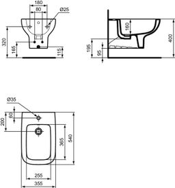 Ideal Standard i.Life A Závesný bidet 35,5 x 54 cm, s otvorom na batériu, biely T471801 - galéria #3