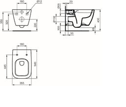 Ideal Standard i.Life B Závesné WC, zadný odpad, Rimless, biele T461401 - galéria #3