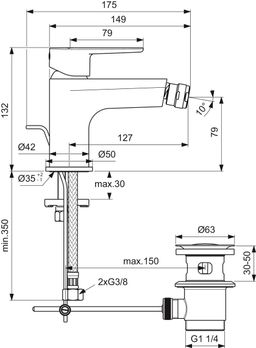 Ideal Standard Cerafine O Bidetová batéria s odpadom, chróm BC705AA - galéria #6