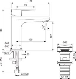 Ideal Standard Cerafine O Umývadlová batéria s výtokom Click-Clack, čierna BD131XG - galéria #7