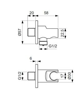 Ideal Standard Idealrain Držiak ručnej sprchy s pripojením, zamatovo čierny BC807XG - galéria #1