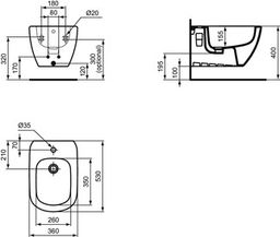 Ideal Standard Tesi Závesný bidet, biely T457001 - galéria #4