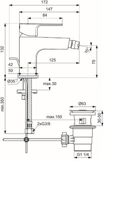 Ideal Standard Cerafine D Bidetová batéria s odpadom, chróm BC492AA - galéria #3
