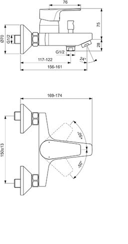 Ideal Standard Cerafine D Vaňová batéria, chróm BC692AA - galéria #3