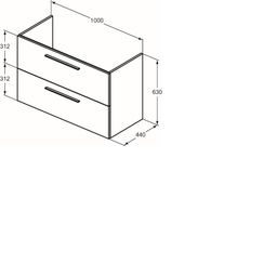 Ideal Standard i.Life A Skrinka pod umývadlo 100 cm, 2 zásuvky, hranatá sivá matná T5257NV - galéria #2