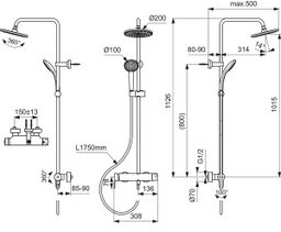 Ideal Standard Cerafine O Sprchový systém s batériou, chróm BC750AA - galéria #4