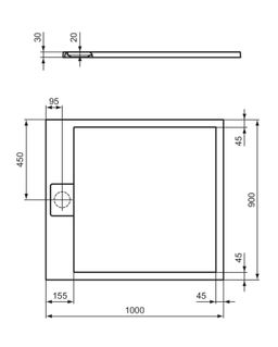 Ideal Standard i.Life Sprchová vanička liata 100 x 90 cm, biela matná T5231FR - galéria #4