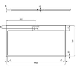 Ideal Standard i.Life Odlievaná sprchová vanička 170 x 90 cm, betónová sivá T5239FS - galéria #4