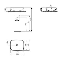 Ideal Standard i.Life B Umývadlo na dosku, 50 cm, biele T572901 - galéria #4