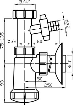 Novaservis Sifón 5/4" vývod pre práčku materský plast 432,PP - galéria #1