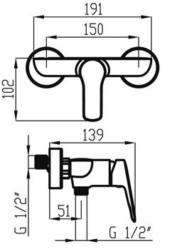 Novaservis Metalia 54 Sprchová nástenná batéria 15 cm, chróm 54061/1,0 - galéria #5