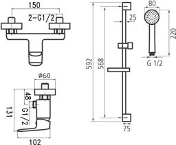 Novaservis Cosmos Sprchová súprava s batériou, chróm 90261KIT,0 - galéria #1