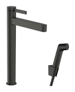 Hansgrohe Finoris Vysoká umývadlová batéria s bidetovou sprchou, kartáčovaný čierny chróm 76220340