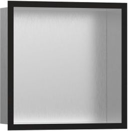 Hansgrohe XtraStoris Individuálna zapustená polica 30x30x10 cm, brúsená nerezová oceľ/matná čierna 56097670