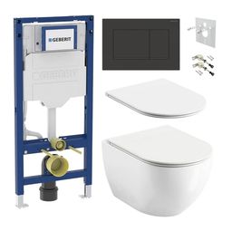 Geberit Set modulu do sadrokartónu, WC Urban City a tlačidlá, čierna matná/čierna lesklá KBE025